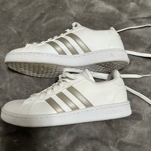 Womens adidas white with silver, size 7.5